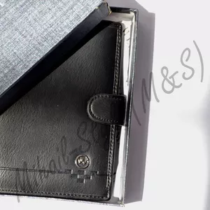 Чёрный кожаный мужской кошелёк werlima с монетницей