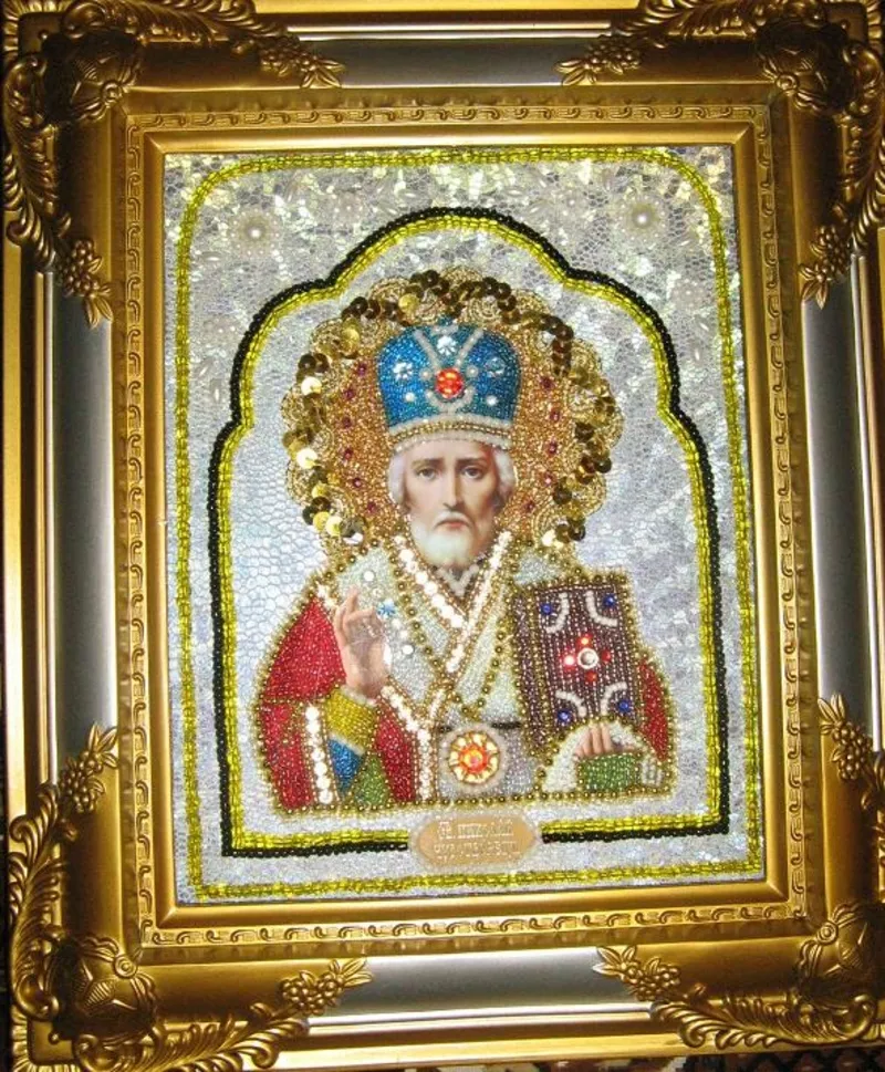 Икона бисерная Св Николая Чудотворца