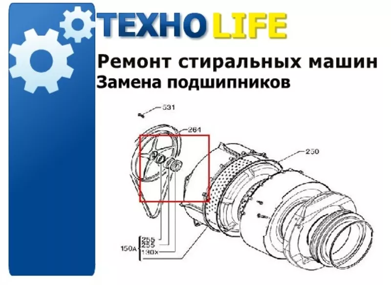 Замена подшипников стиральной машины. Доступные цены. Гарантия