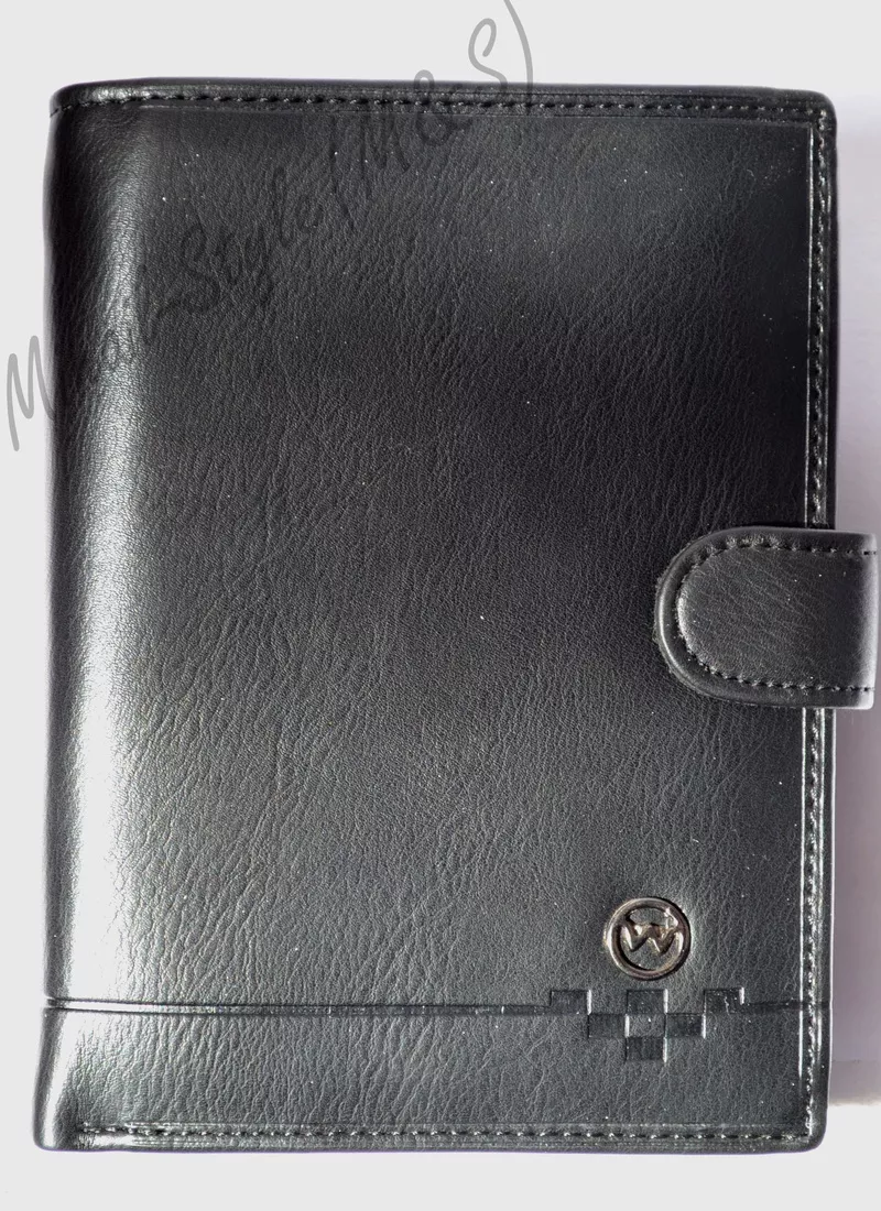 Чёрный кожаный мужской кошелёк werlima с монетницей 3