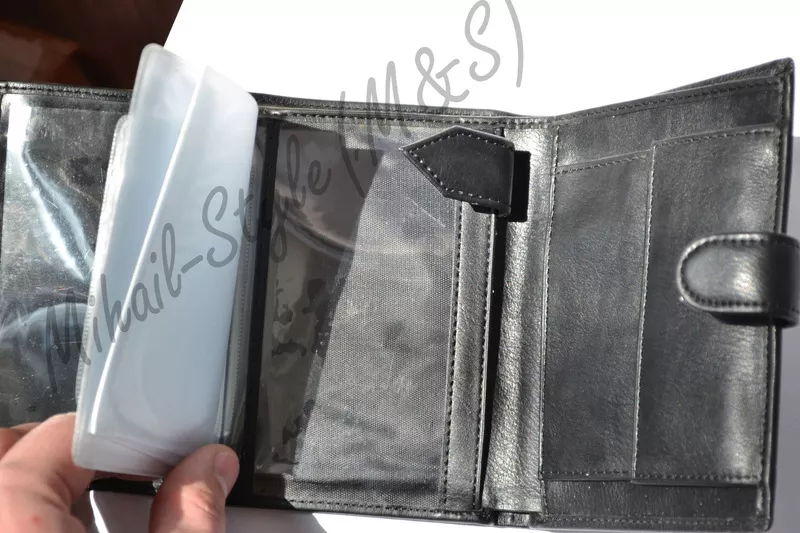 Чёрный кожаный мужской кошелёк werlima с монетницей 6