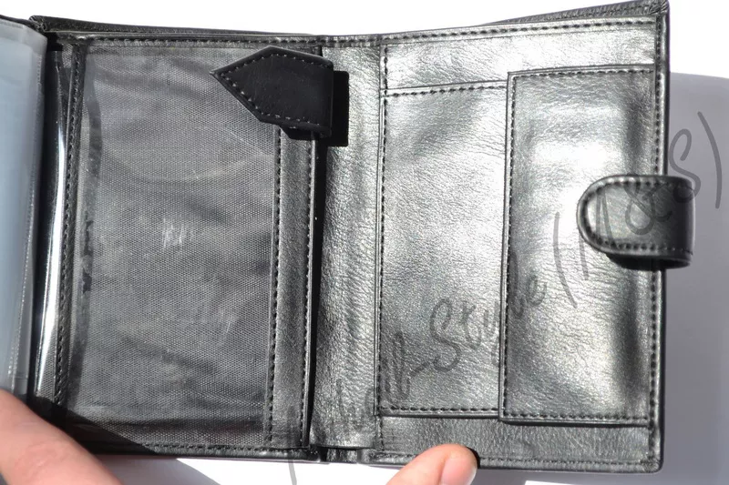Чёрный кожаный мужской кошелёк werlima с монетницей 7