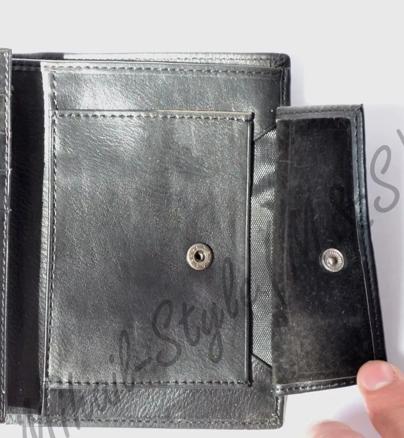 Чёрный кожаный мужской кошелёк werlima с монетницей 8