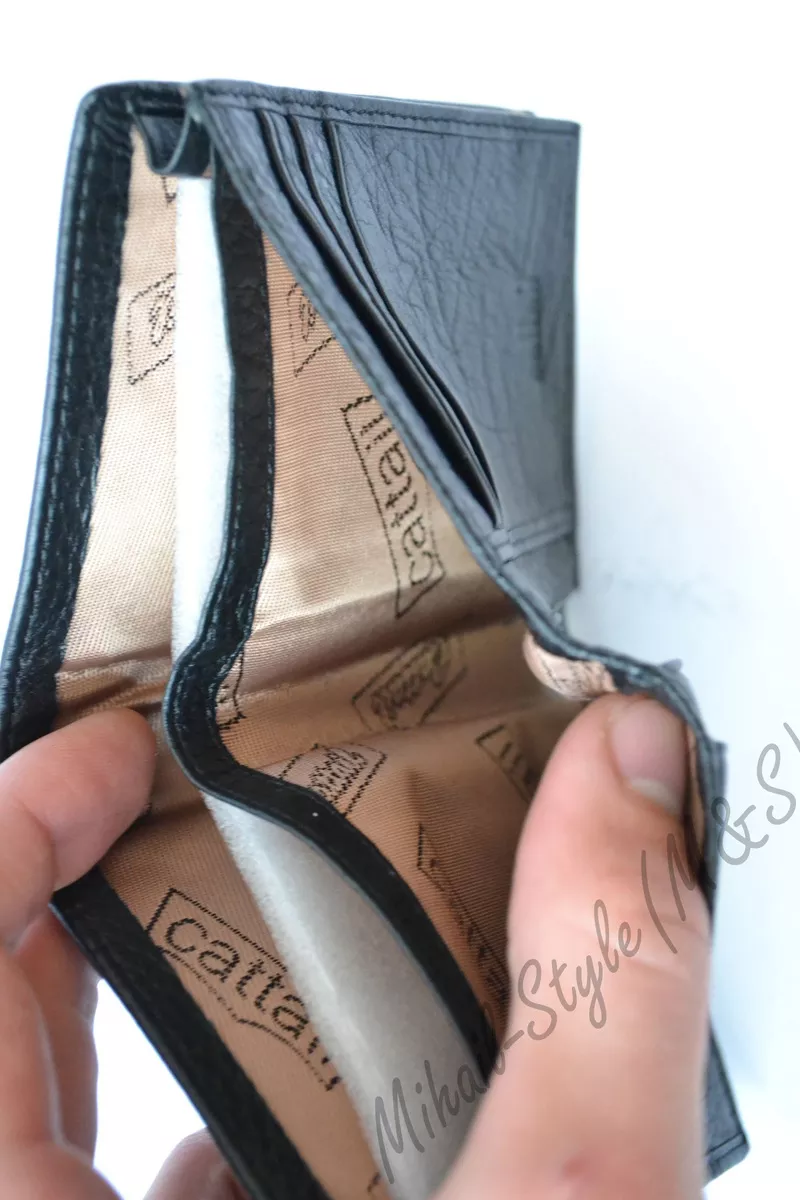 Стильный чёрный новый мужской кошелёк Cattail на подарок 2