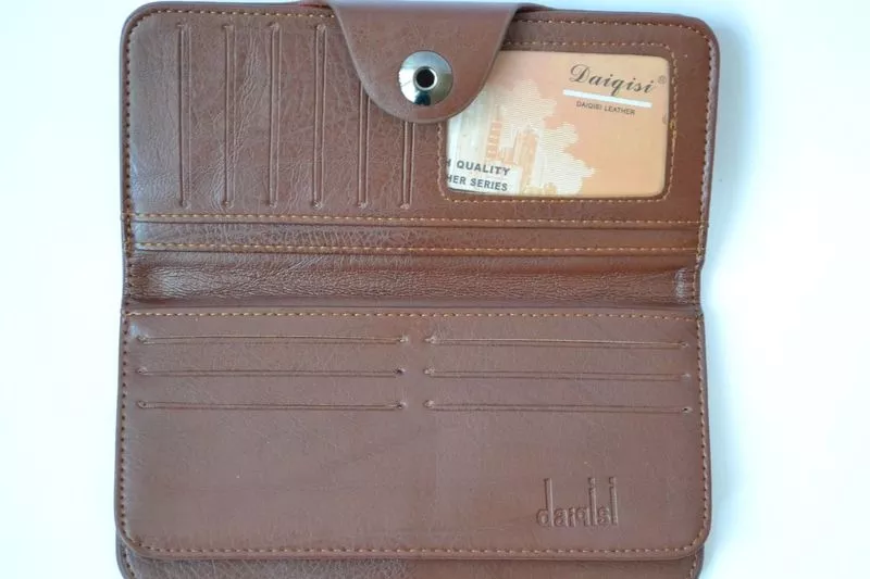 Кожаный мужской кошелёк-визитница DAIQISI с множеством отделов 8